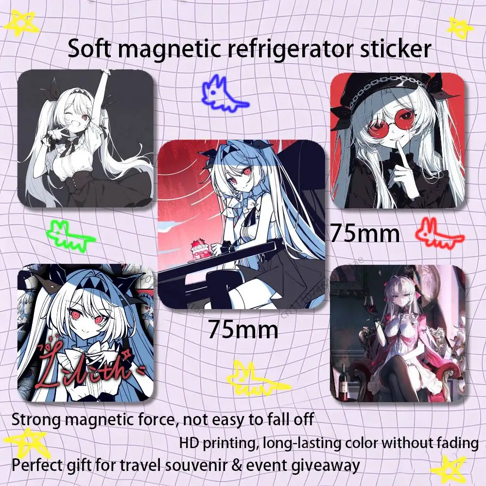 Lilith The NOexistenceN of You AND Me Black Square Plastic Fridge Magnet 75mm for Magnetic No Trace Left Durable Smooth Textured