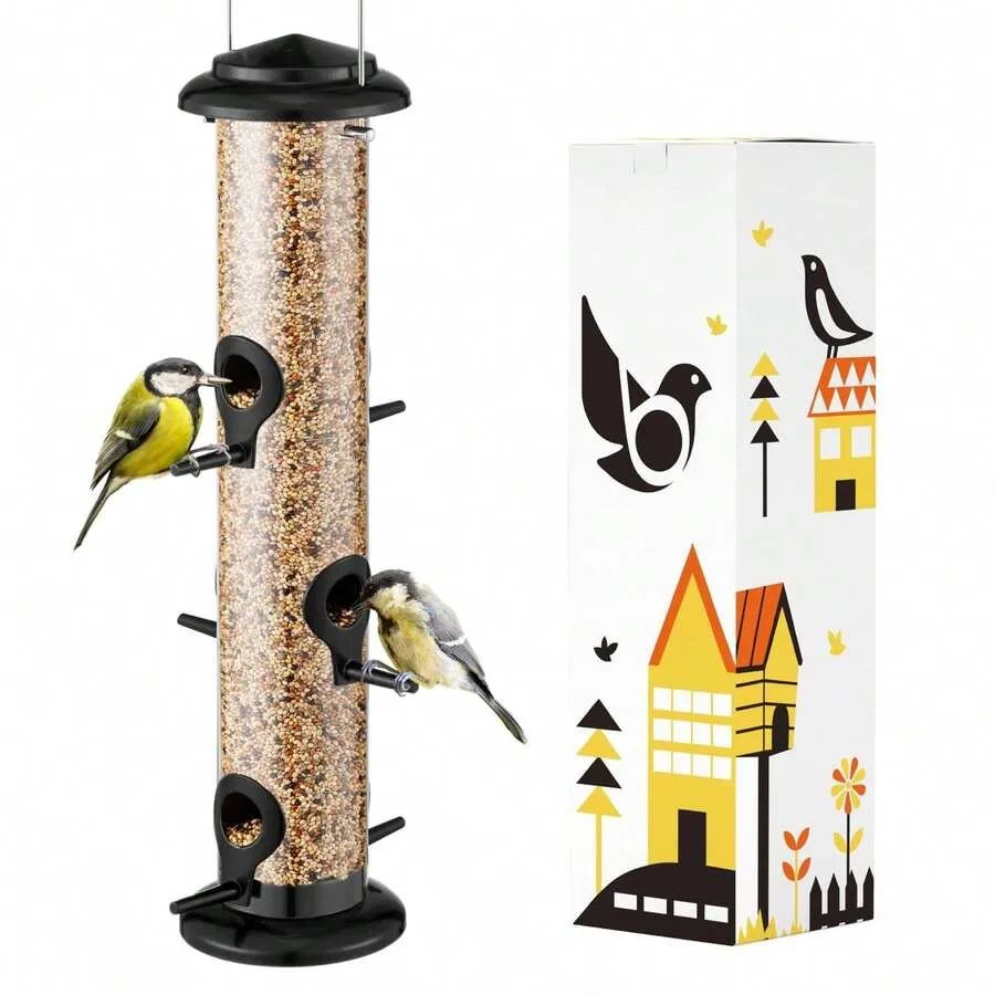 【New style】Metal Bird Feeders 6 Ports Hanging Wild Bird Seed Feeder For Mix Seed Blends, Seed Feeder, Sunflower Heart, Birdbath