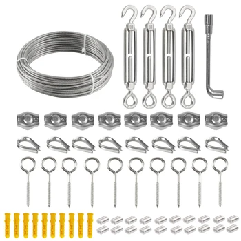 Zestaw kabli SGYM 30M/3mm lina ze stali nierdzewnej powlekane PVC blokada napinająca do rośliny pnące balustrada ogrodowa