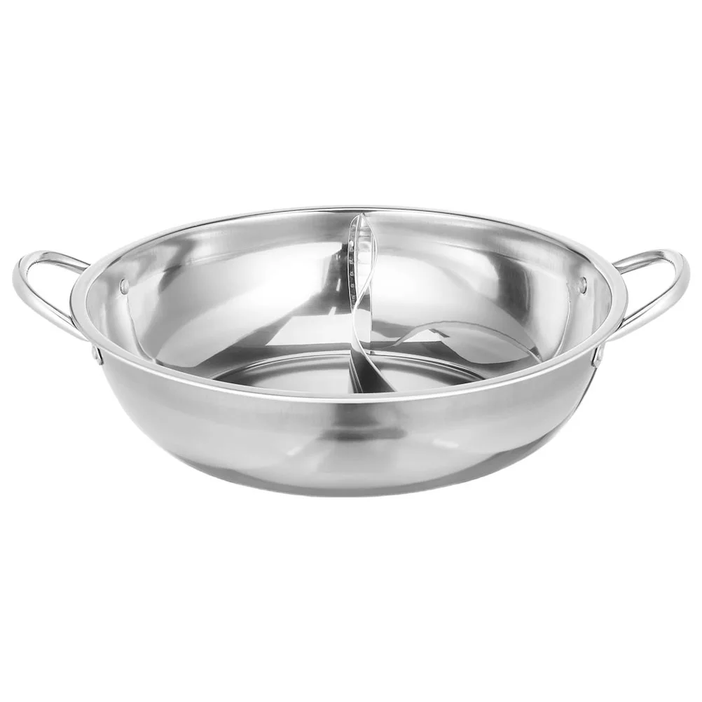 

34Cm Stainless Steel Yuanyang Hot Pot Dual Compartment Cooker for Spicy and Clear Broth Chinese Fondue Home