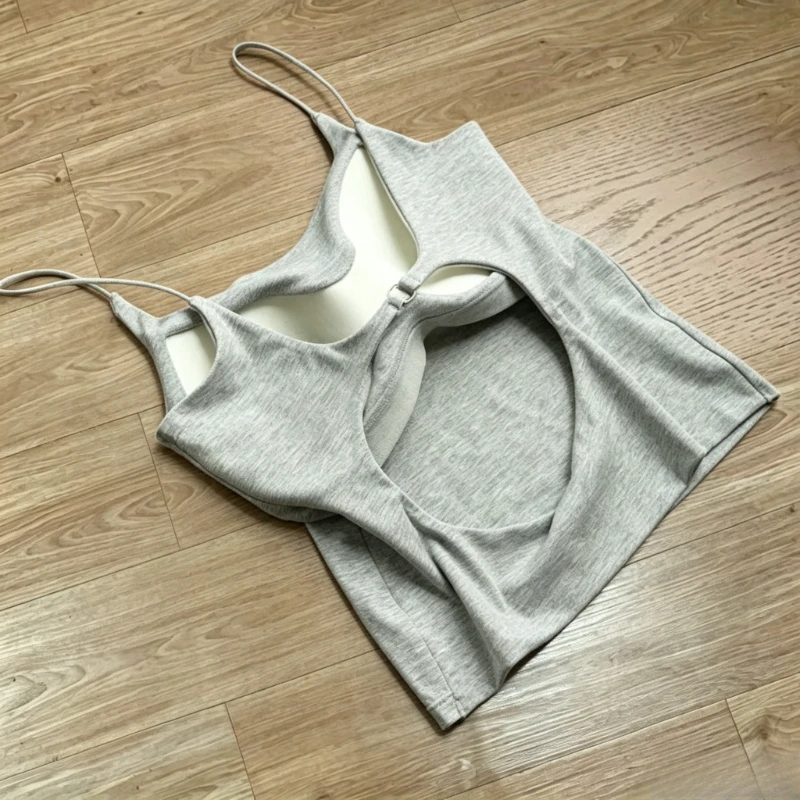 Pure Desire Sexy Y2k Spaghetti Strap Camisole Tops Women Slim Fit Open Back Tank Tops Korean Popular Chic Daily Streetwear New