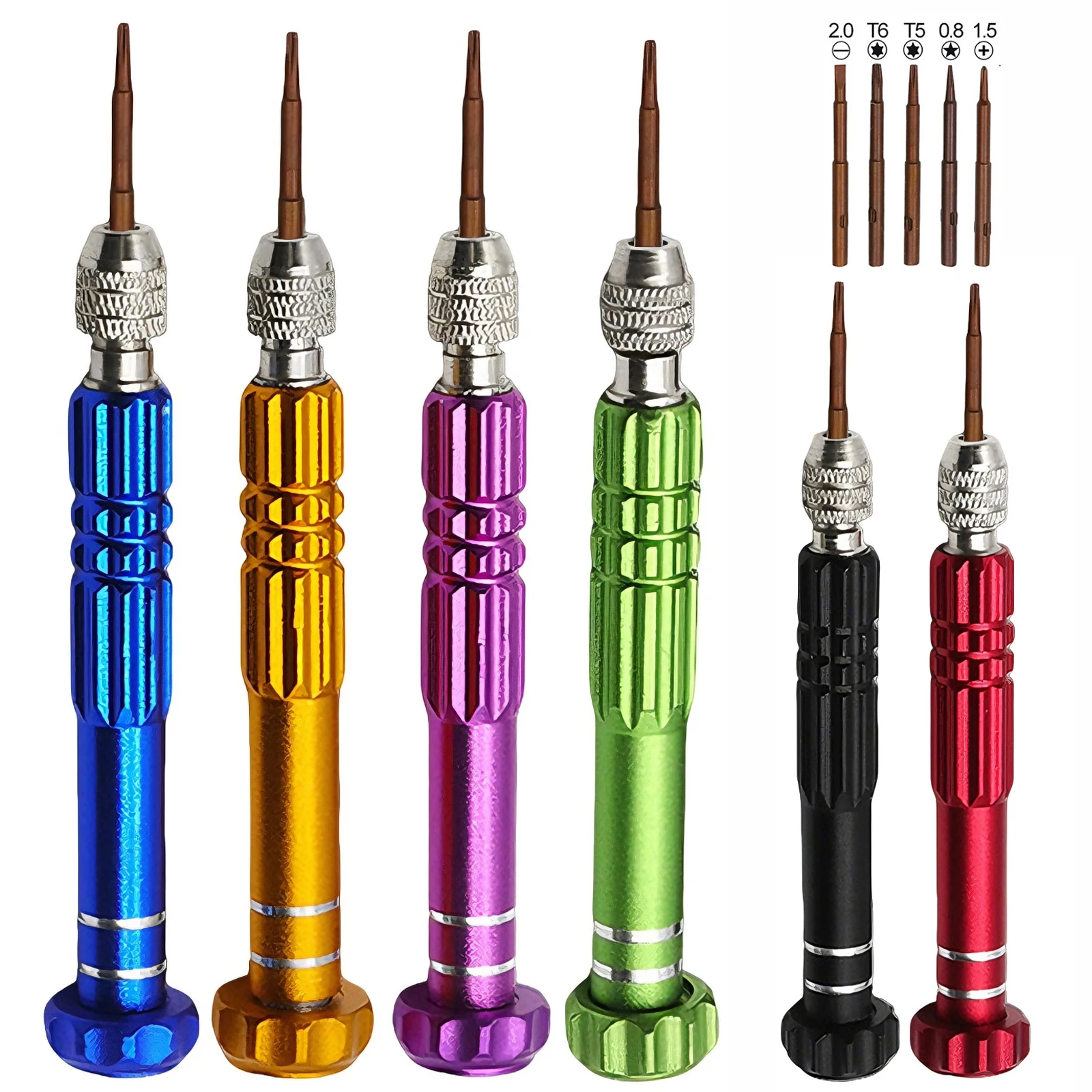5-in-1 Präzisions-Schraubendreher-Set SL2.0/PH1.5/T5/T6/P0.8 S2 Schraubendreher-Bits für Handy PC Brille Schmuck Uhr Reparatur Handwerkzeug