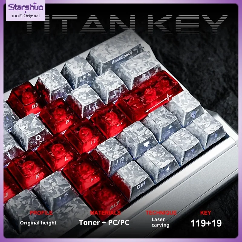 TITANNATION Silver Carbon 2.0 Side-engraved light-transmitting keycaps with premium feel Mekelec Ace68 mechanical keyboards