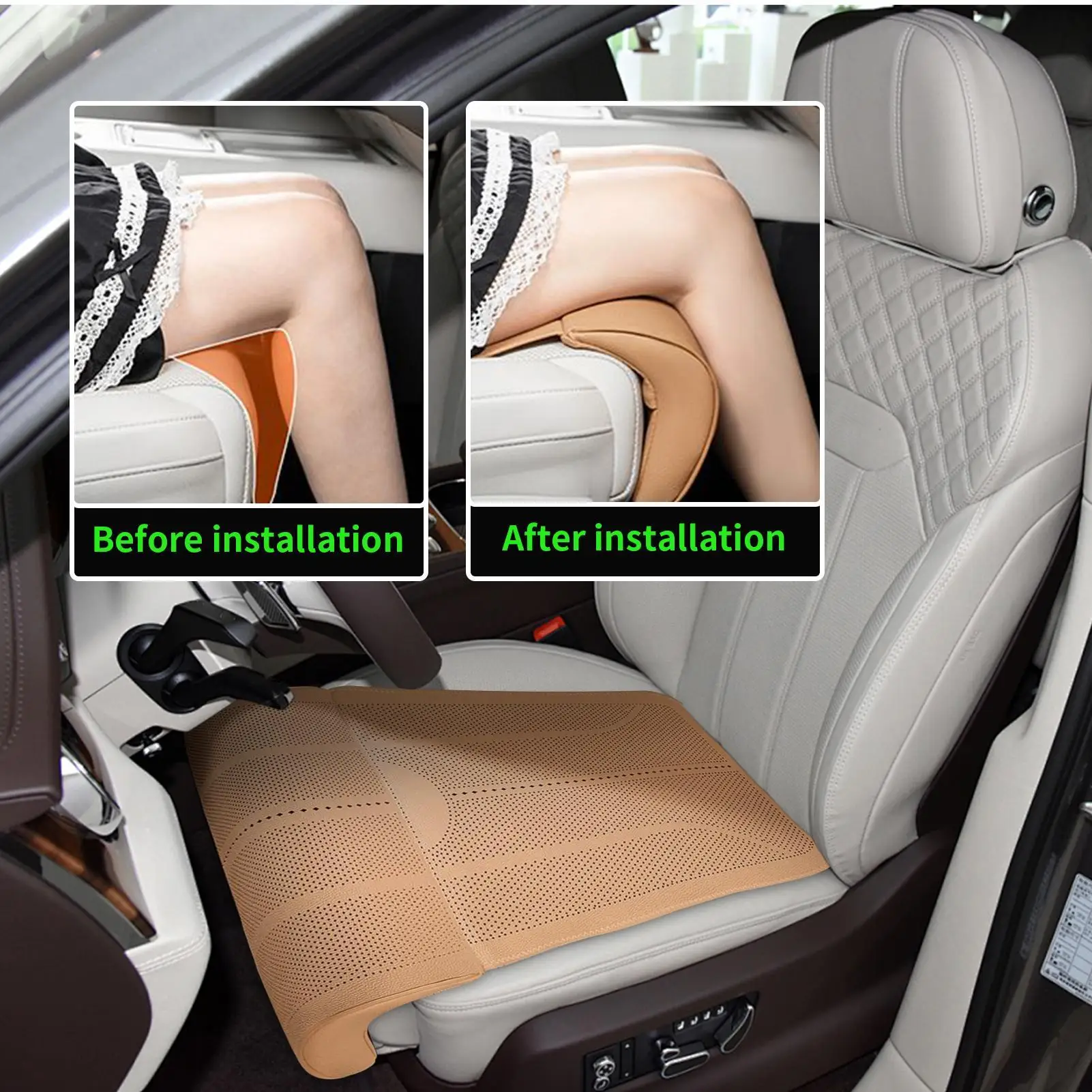 

Car Seat Extender Leg Support Auto Foam Knee Extension Cushion Breathable Knee Rest Pillow For Touring Office Vehicle RV Train
