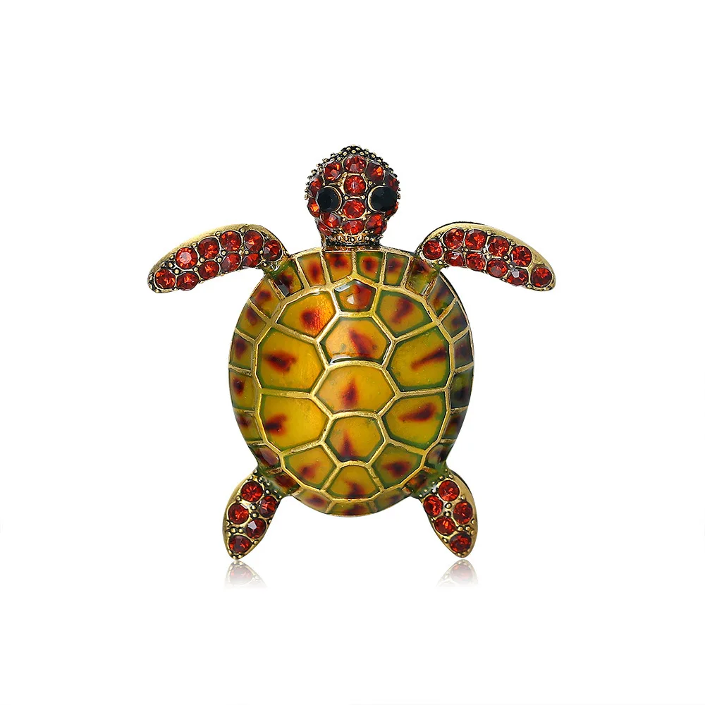 Trendy Rhinestone Enamel Turtle Brooches For Women Luxury Design  Animal Casual Office Party Brooch Pins Jewelry Gift