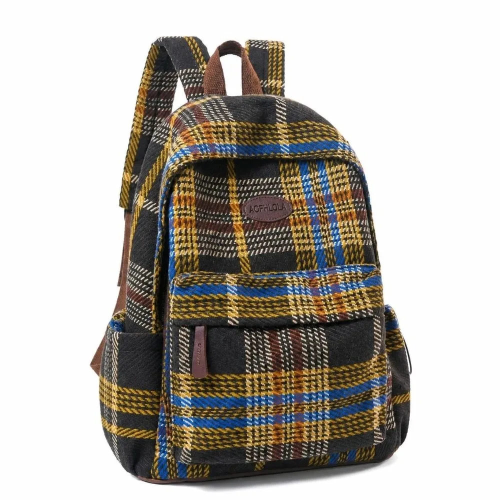 Creative Vintage Plaid Backpack Casual Daily Versatile School Backpack Large Capacity Bookbag College High School Student