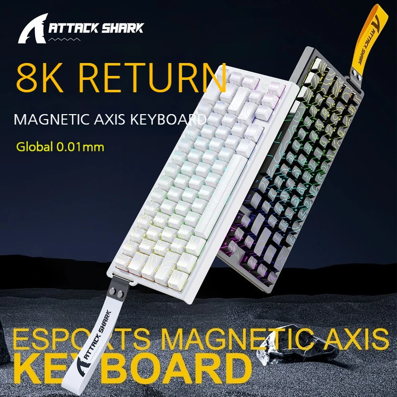 هجوم القرش X68he المحور المغناطيسي لوحة المفاتيح الميكانيكية كفاف خط الجانب النقش السلكية Rgb لعبة Rt قابل للتعديل لوحة المفاتيح