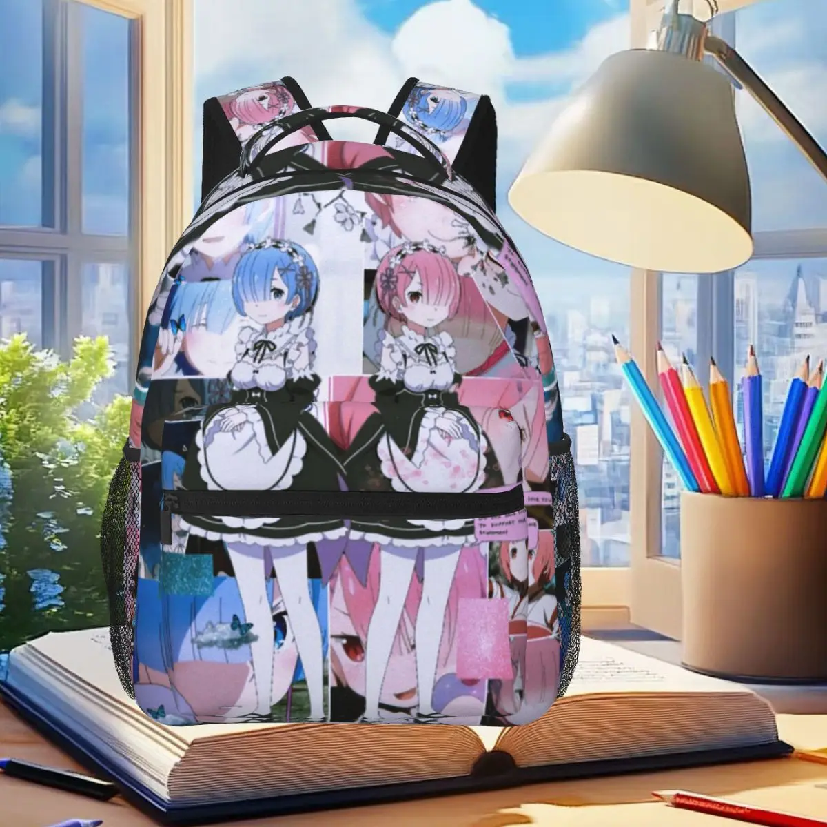 Rem Ram Re Zero Starting Life In Another World Anime Backpack Student Boys Girls BookBag Children School Bag Laptop Shoulder Bag