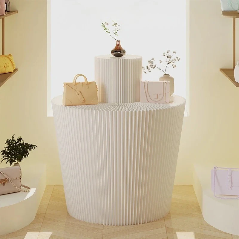 Exhibition hall storefront folding product display rack folding booth round funiture Paper cylindrical Nakajima display stand