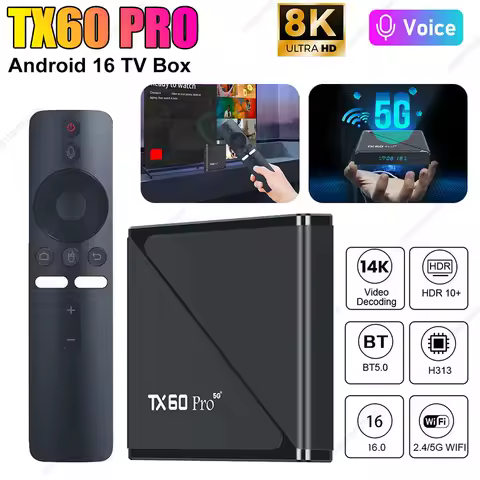 TX60PRO Android 16 Quanzhi H313 Foreign Trade TV Box Network Player TV Set Top Box 14K 2.4G/5G Dual WiFi Set Top Box with Remote