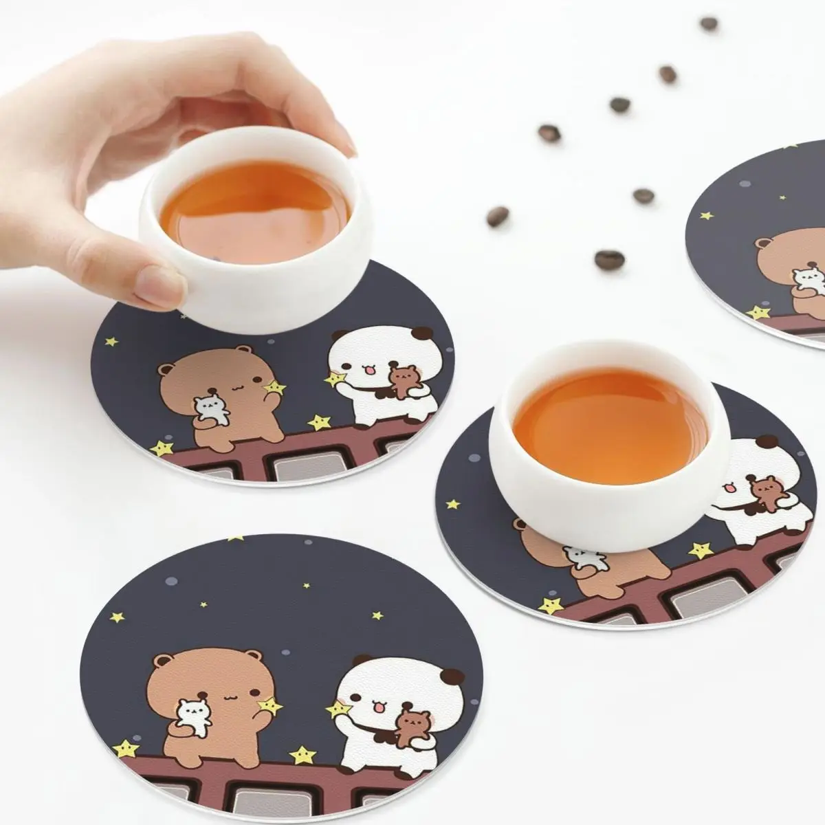 

Подставки для воздушных шаров Peach And Goma Bubu Dudu, кухонные салфетки, изоляционные коврики для чашек, кофейных ковриков для декора, домашняя посуда, подушечки, набор из 4 шт.