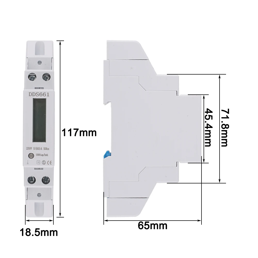 Jednofazowy watomierz z podświetleniem Cyfrowy wyświetlacz LCD Miernik zużycia KWh 110V 230VAC 50Hz 60A Watt Din Rail Energy Meter