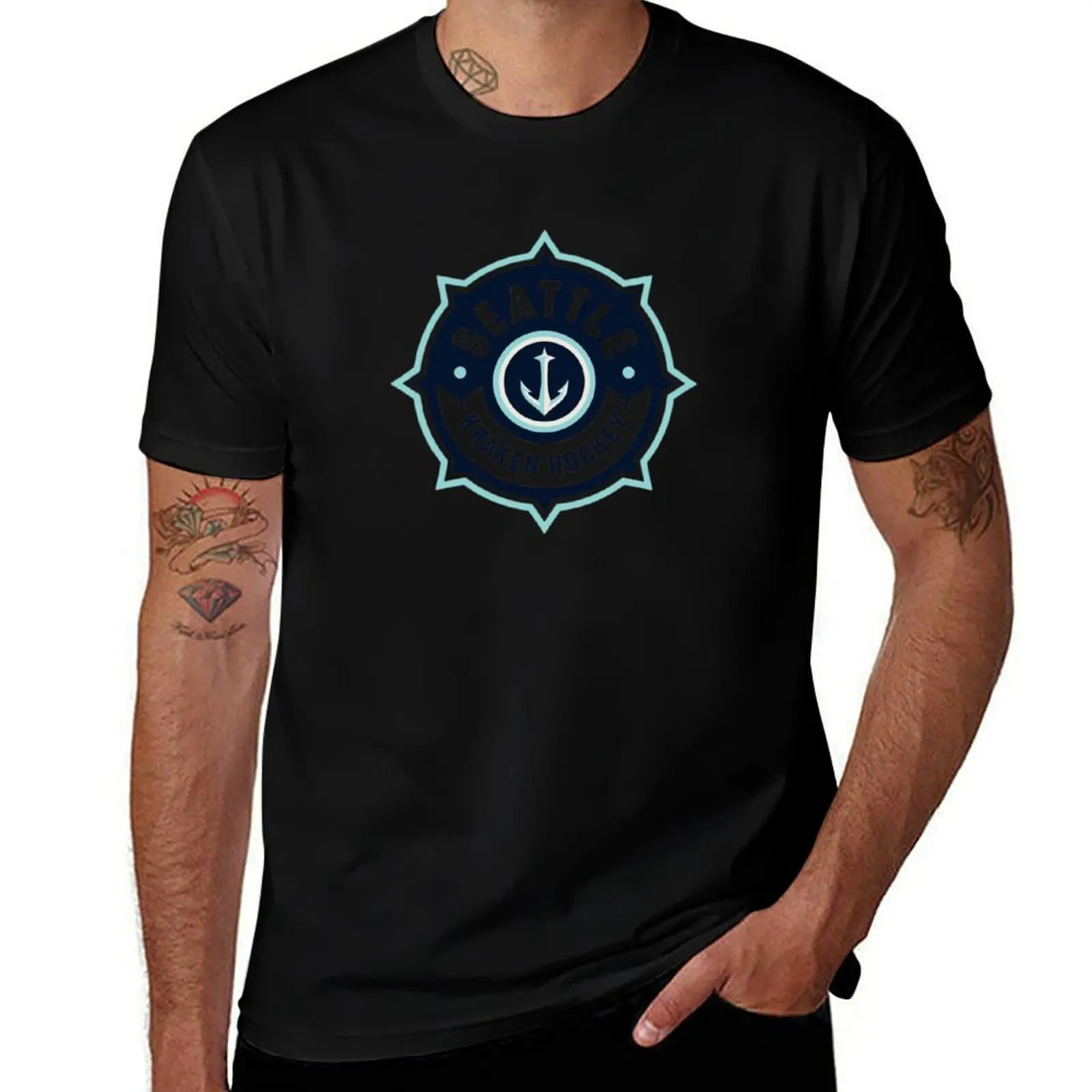 

Seattle Hockey Badge T-Shirt tshirts personalised summer tops shirts graphic tees Clothing mens workout shirts