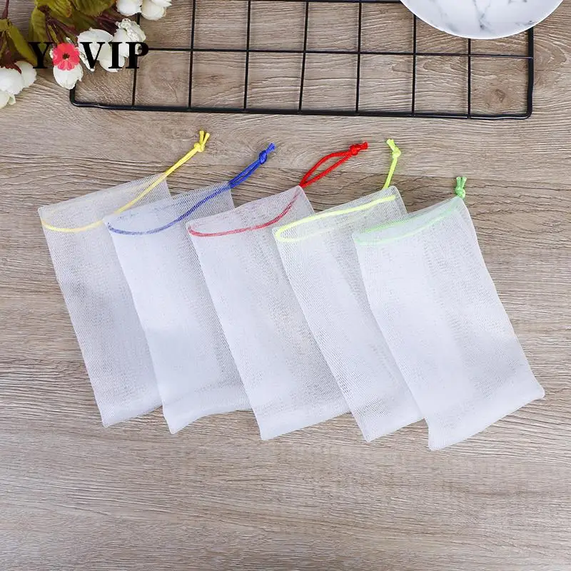 5Pcs/Set Clean Foaming Mesh Bag Hangable Soap Saver Bag Bath Shower Foaming Mesh Net Cleansing Makeup Remover Face Clean Tools