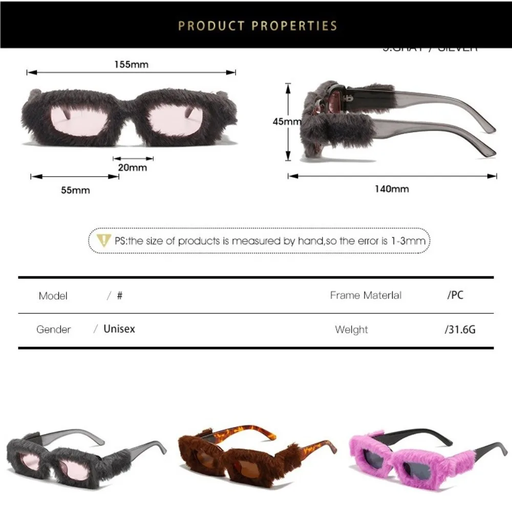 أزياء الرجعية النظارات الشمسية فروي المخملية حزب النظارات الشمسية لينة UV400 فاسق النظارات الشمسية الشتاء عيد الميلاد حفلة الهالوين #6