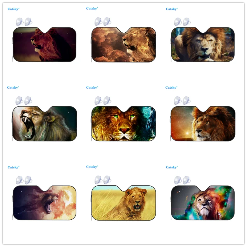 

Универсальный солнцезащитный козырек для лобового стекла автомобиля, солнцезащитный козырек с принтом животного льва, складной козырек от солнца