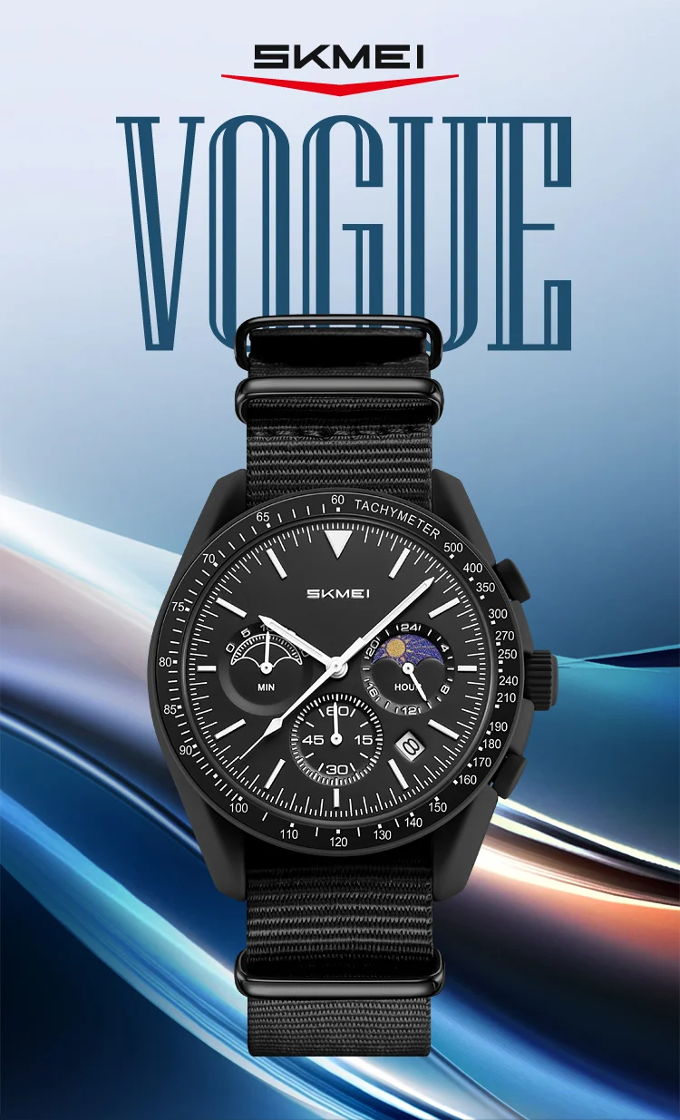 SKMEI 9392 Quarz Chronograph Uhren für Männer und Frauen mit Datum 30M Wasserdicht Sportuhr Modische Nylon-Armbanduhr Geschenke Reloj Mujer – Detail 1