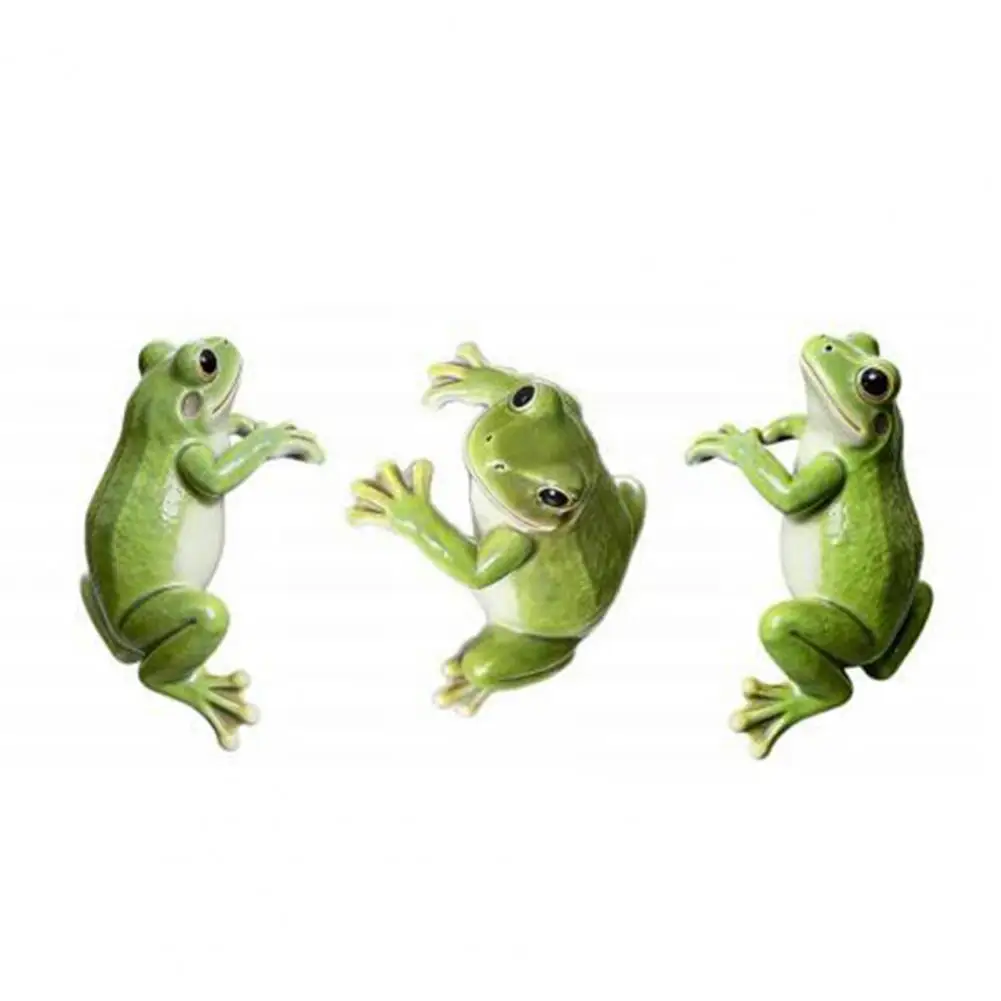 Resin Garden Decor Gardening Gift for Plant Lovers Realistic Resin Frog Statue Waterproof Climber Planter Ornament for Flower