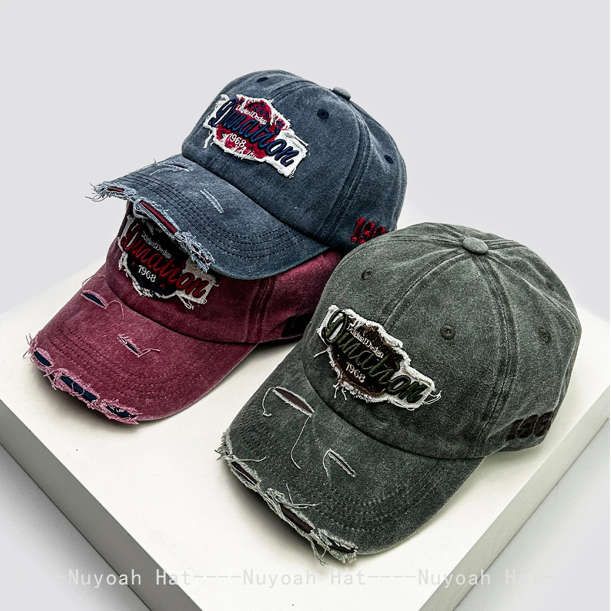 

New Men Women American Vintage Embroidered Letters Baseball Hats Sunshade Distress Versatile Personal Peaked Caps Fashion Broken