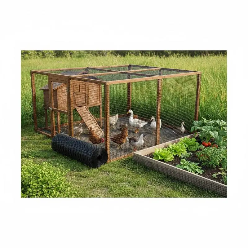 

Wire Mesh Roll 24'' x 100' For Chicken Coop Rabbit Fence Poultry Enclosure, Vinyl Coated Metal Grid 19 Gauge, Barrier Protection Structure