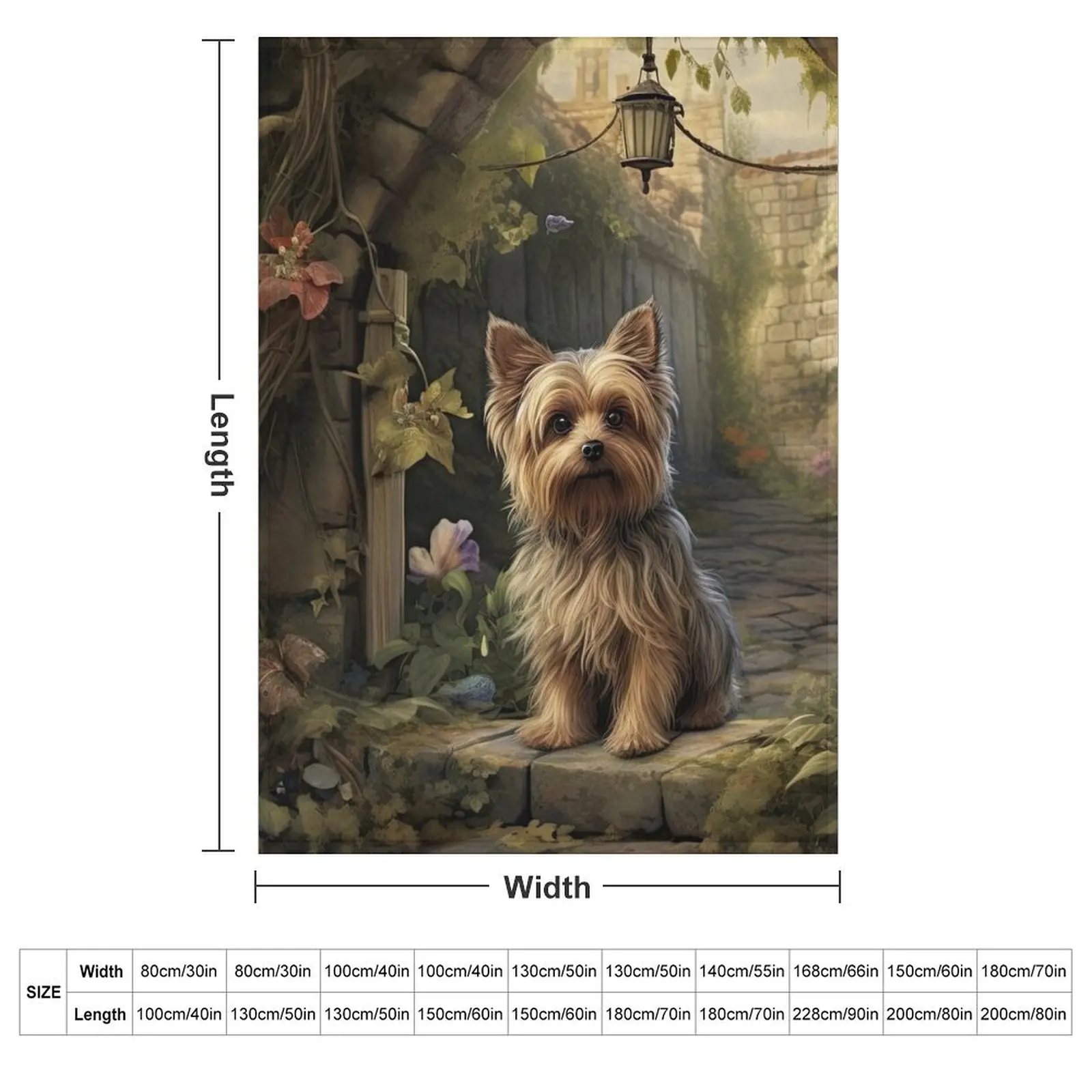 small Yorkie Yorkshire Terrier dog in old garden Throw Blanket couch cozy soft plush fuzzy picnic outdoor blanket