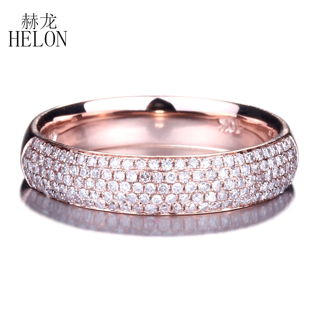 

HELON Solid 14K Rose Gold 0.4ct D Color Genuine Moissanite Diamonds Engagement Ring For Women Men Jewelry Moissanite Ring