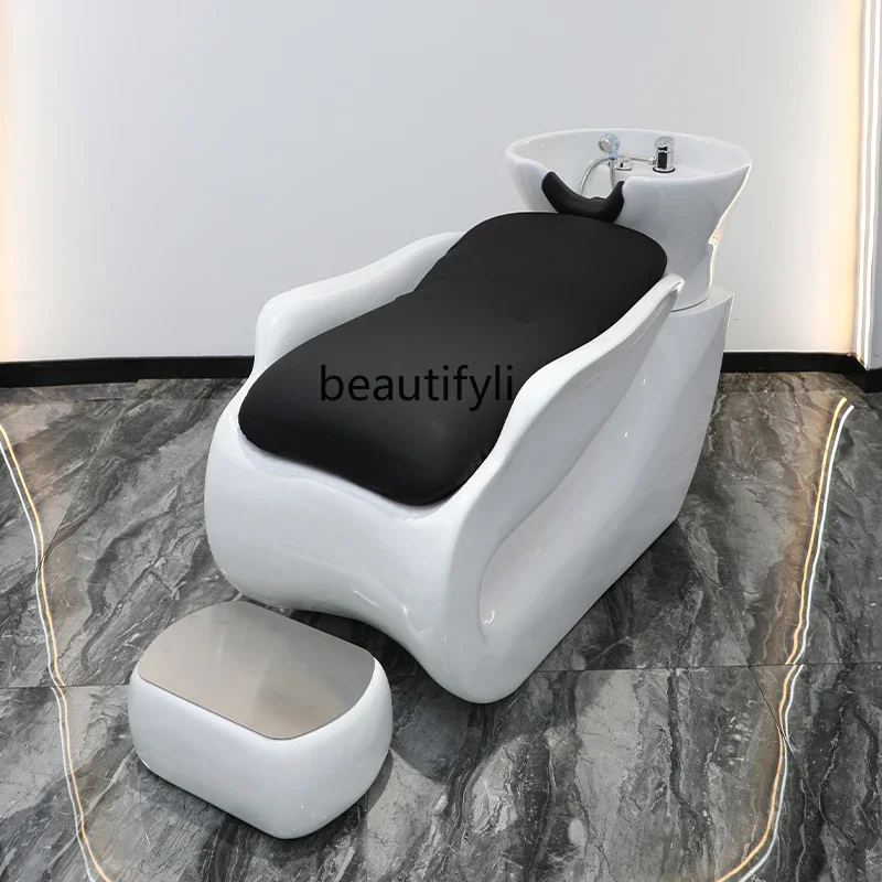 

Simple Ceramic Design Shampoo Chair Automatic Hair Salon for Hair Salon Basin Shampoo Flush Massage Integrated