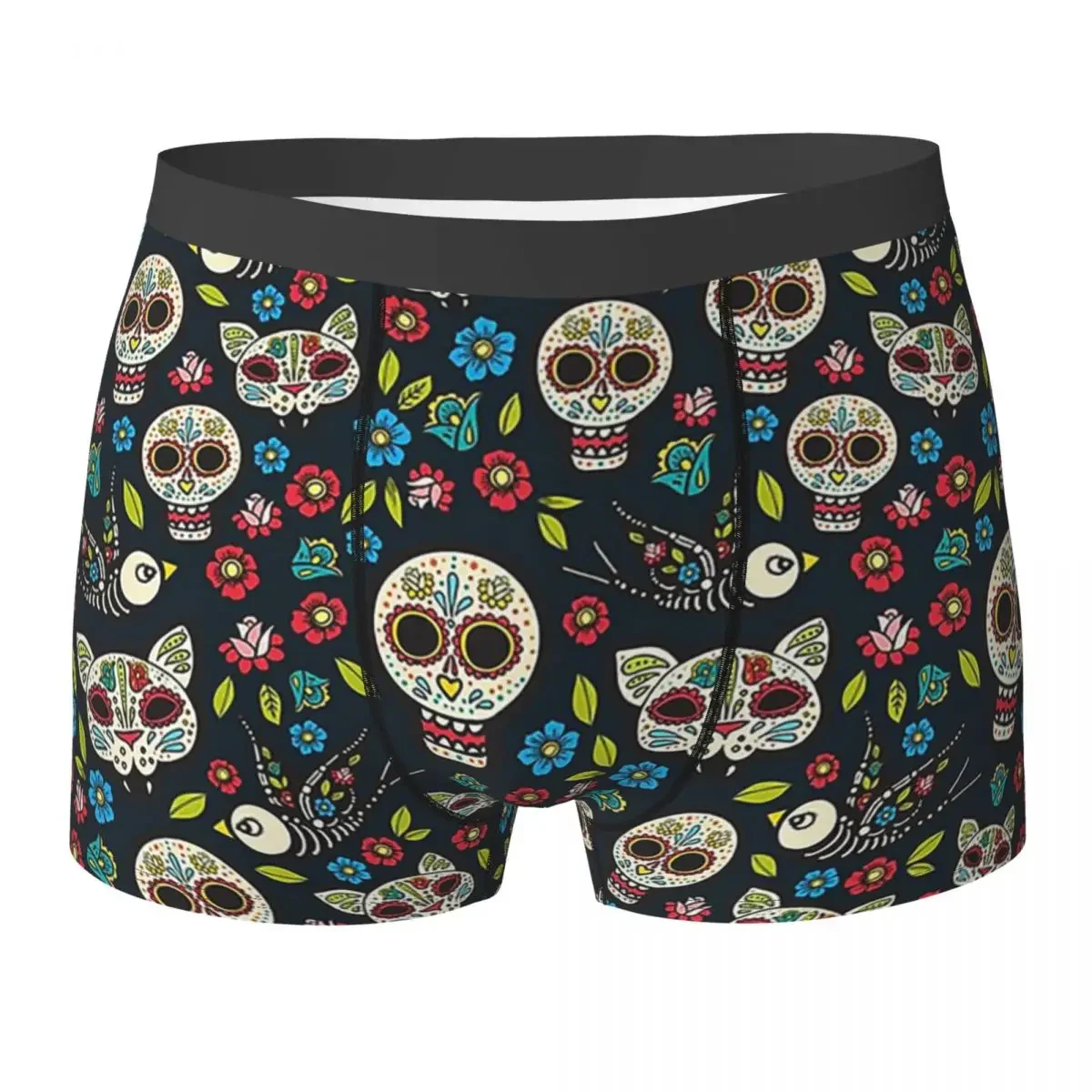 Boxer Underpants Shorts Sugar Skulls Pattern Panties Men's Soft Underwear for Homme Man Boyfriend Gift