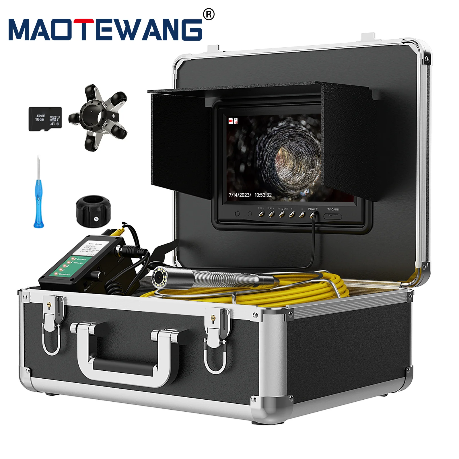 9" IPS Sewer Auto Self Leveling 512Hz Transmitter 30M Cable Drain Pipeline Endoscope Cam view 3