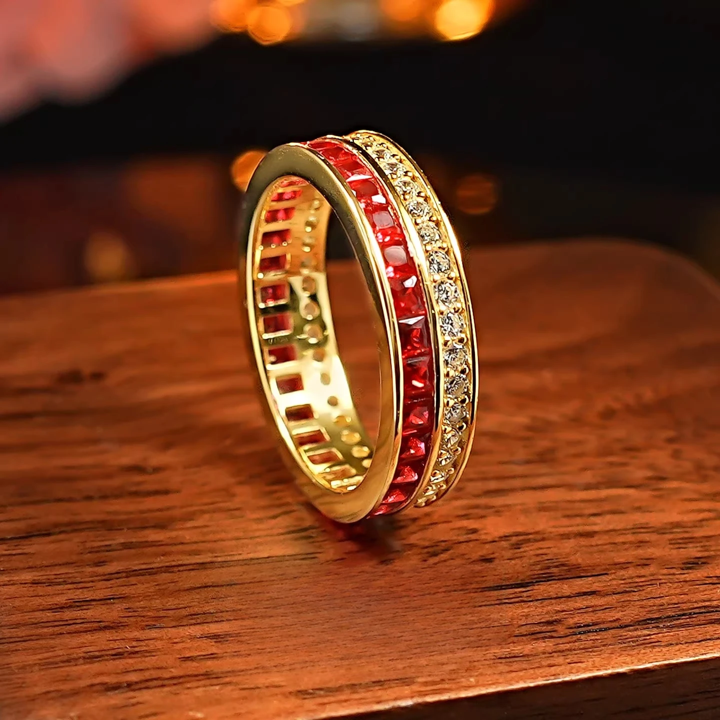 

Серебряное кольцо S925 с двойным рядом цирконов, дизайн «Принцесса», квадратное, двухцветное, женское ювелирное украшение