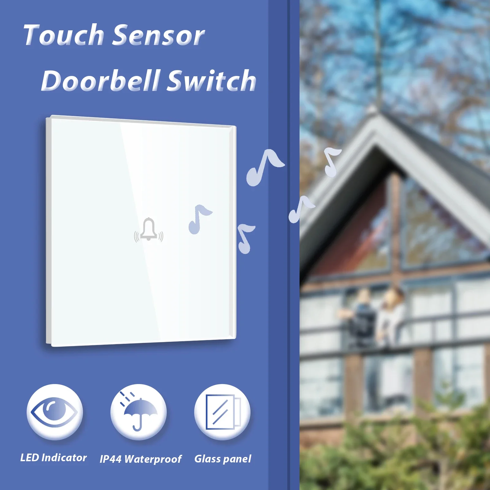 BSEED Touch Door Bell Switch Wall Sensor Switch Glass Panel Waterproof For Home Safety 10A