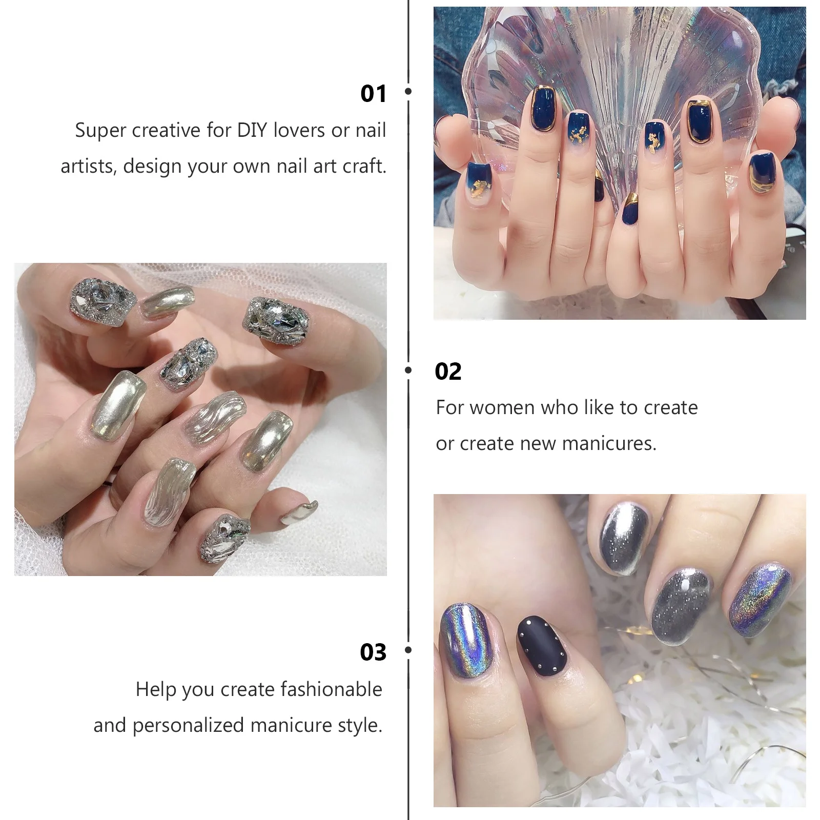 

1Set Solid Mirror Powder Nail Art DIY Design for Natural Artificial Nails Women Manicure Decoration Creative