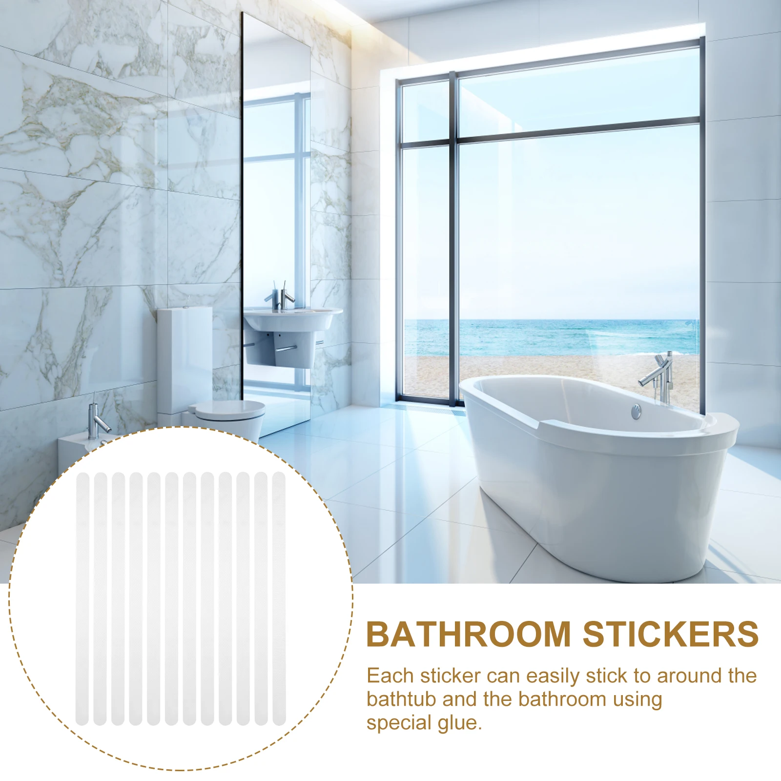 

Non Slip Stickers Bathtub Shower Floor Mat Adhesive Strip Anti Skid PEVA Nonslip Bath Tub Decals Easy Installation Removable