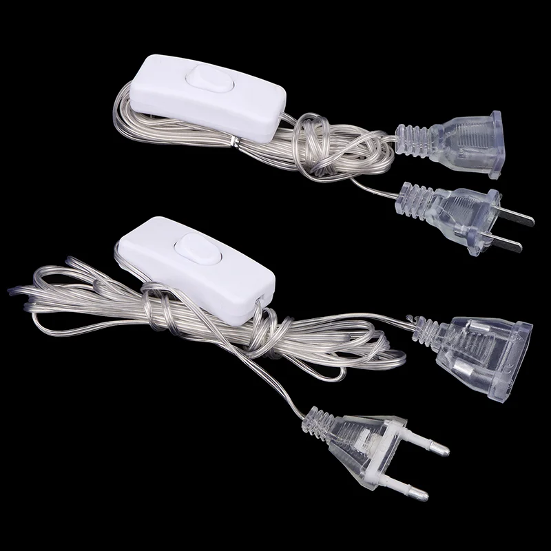 〔YY32〕1Pc Plug Extender Wire With Switch EU/US Plug for LED String Light Wedding Christmas Decor Led Garland Lights