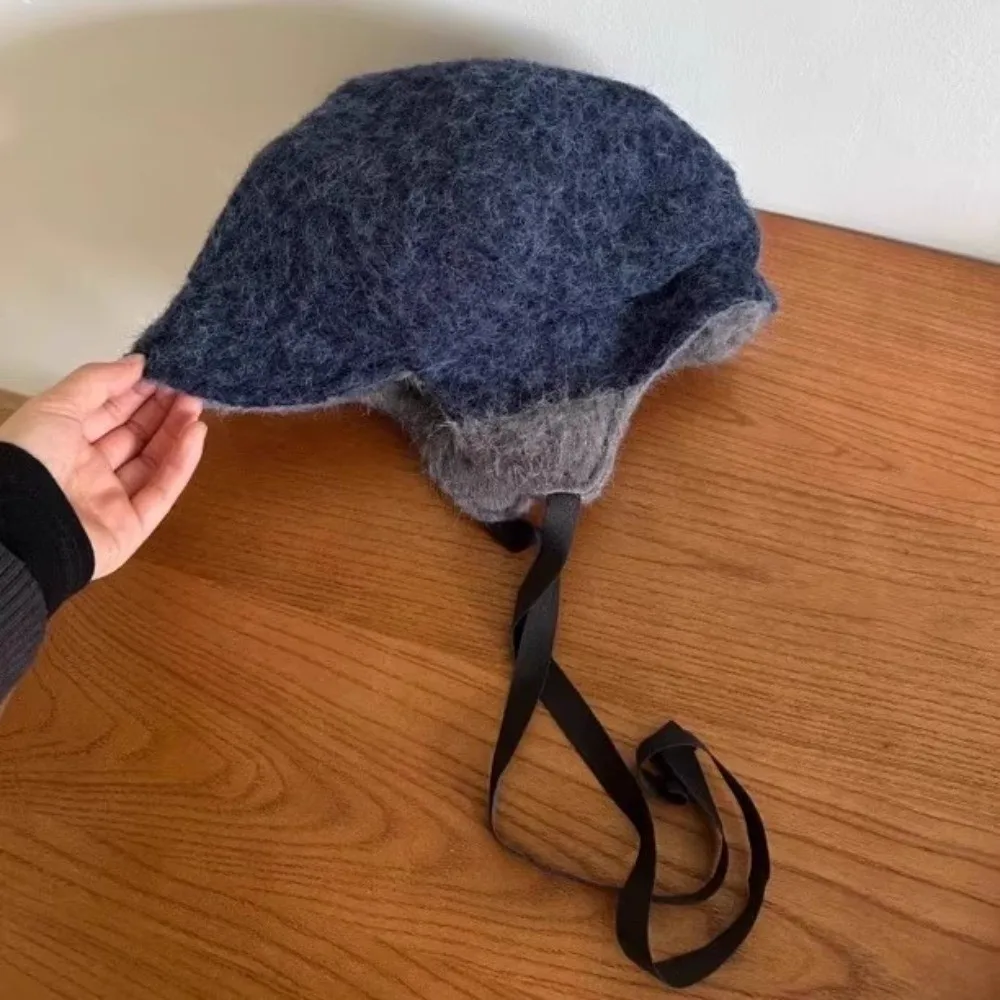 

Повседневная шапка-бомбер с защитой ушей, утолщенная кепка-пилот, однотонная зимняя теплая уличная велосипедная шапка