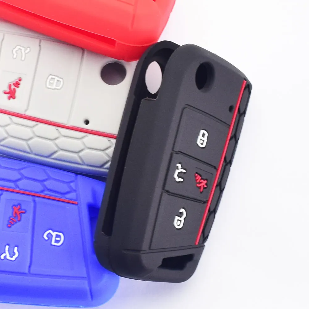 Silicone Car Key Case 4 Buttons Flip Remote Control Fobs Protect Cover Skin For VW Volkswagen Golf VII Mk7 GTI Jetta Tiguan 2018