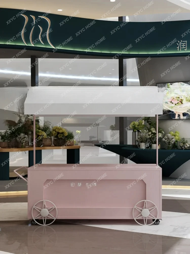 Float Stall Trolley Display Rack Food Dining Cart Night Market Mobile Stall Trolley Promotion Car