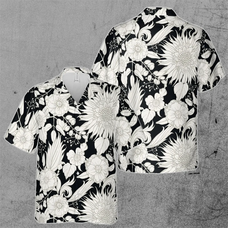 

Summer Flower 3D Print Shirts Men's Hawaii Beach Shirts Outdoor Party Male Oversized Short Sleeve Street Social Apparel Clothing