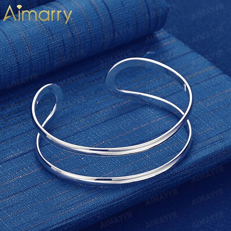 925 Sterling Silver Smooth Twisted C-shaped Bracelet for Women's Parties Banquets Weddings High-quality Fashion Jewelry