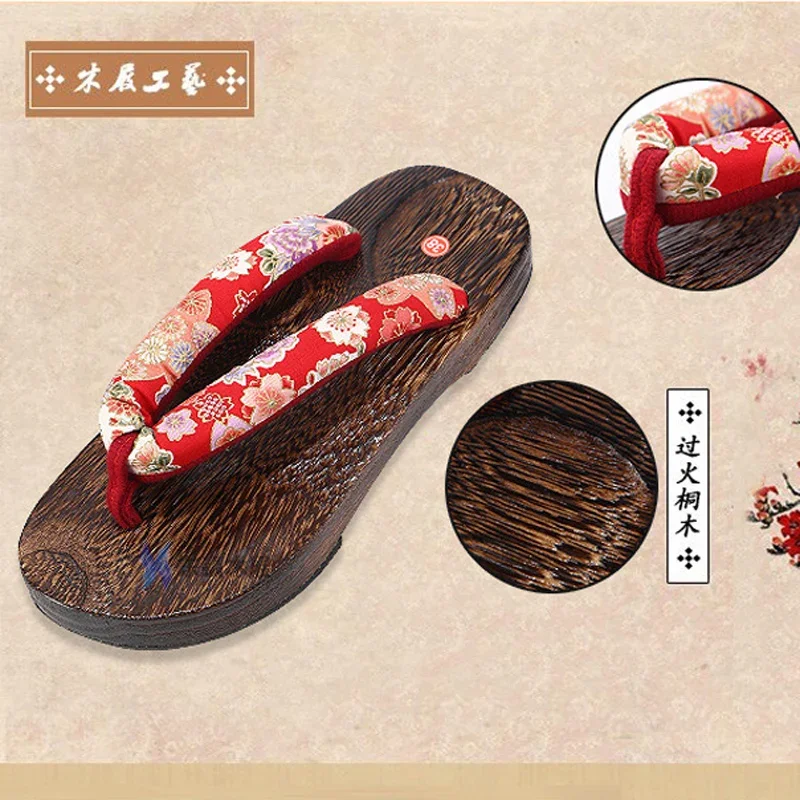 Japanese traditional geta flat bottom unisex wooden paulownia clog man woman Ninja cosplay shoes Flip Flop Summer sandals