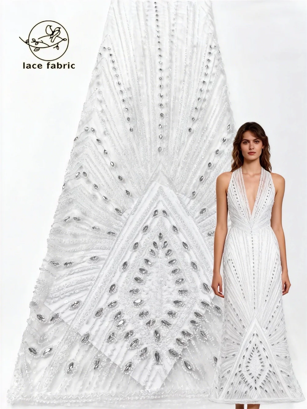 

Shiny Diamond Stretch Fishing 2026 High Quality French African Mesh Stones Lace Fabrics for Nigerian Dresses Skirt Costume Diy