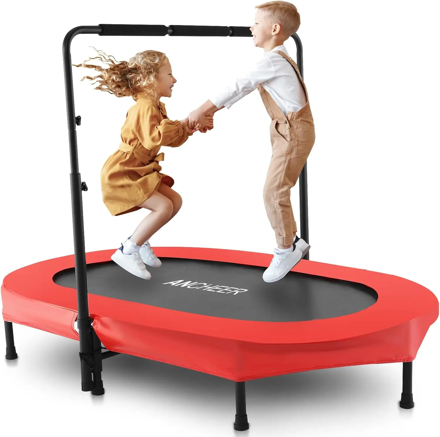 Foldable Trampoline, Mini Rebounder Trampoline with Adjustable Handle, Exercise for Indoor/Garden/Workout Car