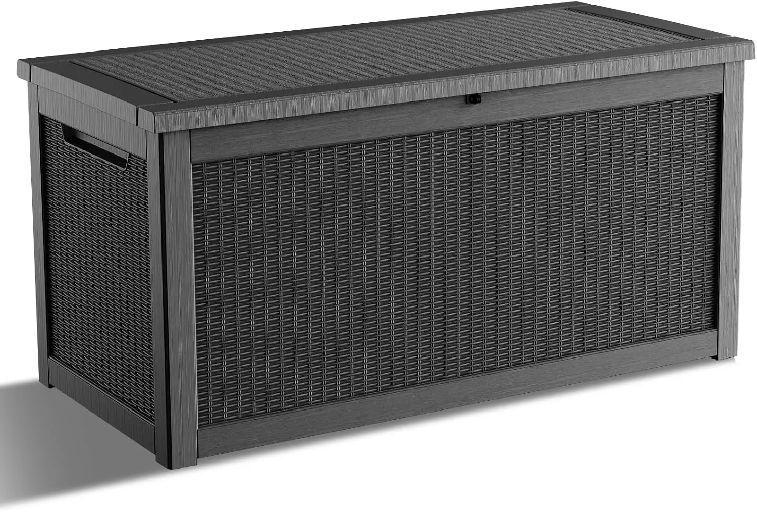 Indoor Outdoor Storage Box 320 Gallon, Large Waterproof Resin Deck Box Organizer Container With Hydraulic Lid Support, Heavy Duty Weather Resistant Backyard Garden Patio Cushion Cabinet, Black