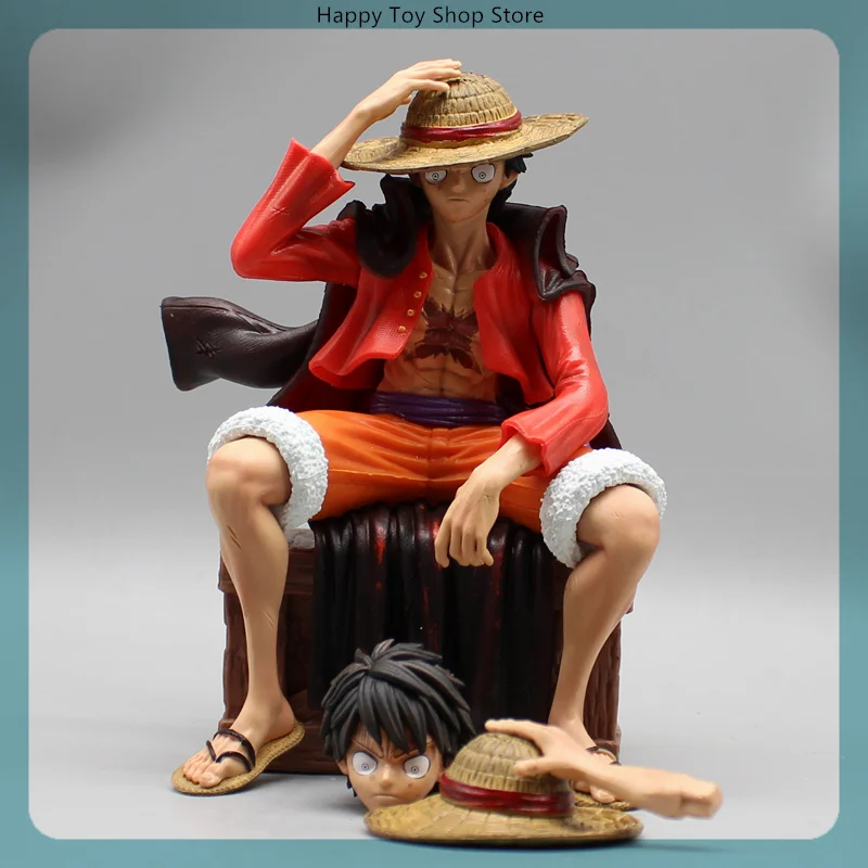 

17cm One Piece Luffy Sitting Position Anime Action Figure Model Gk Statue Collection Desktop Decoration Ornament Toys Boys Gifts