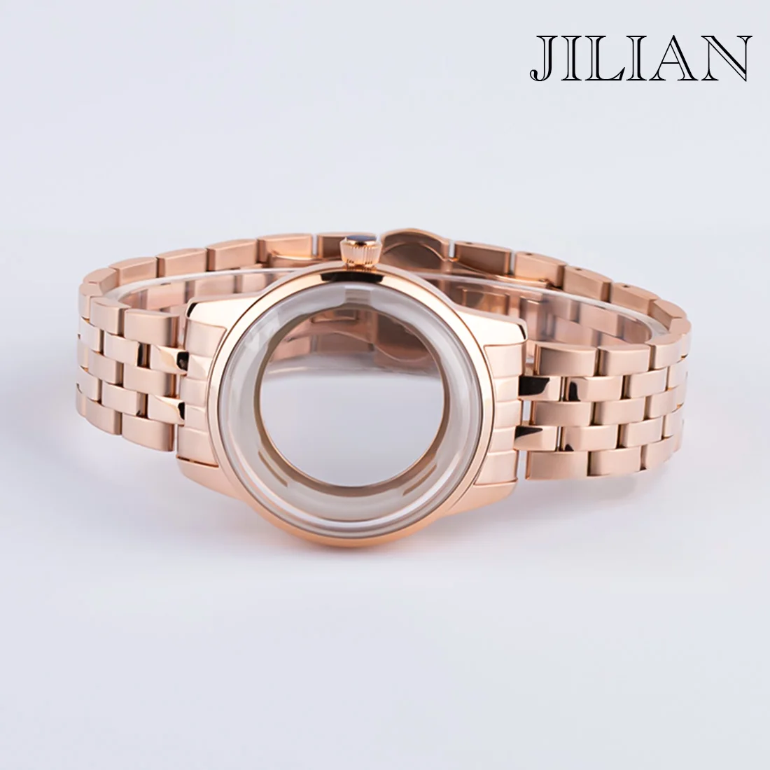 40mm Cocktail Case Stainless Steel Transparent Back Cover Rose Gold NH35 Watch Case Fit NH35 NH36 NH38 Movement Dress Watch Case