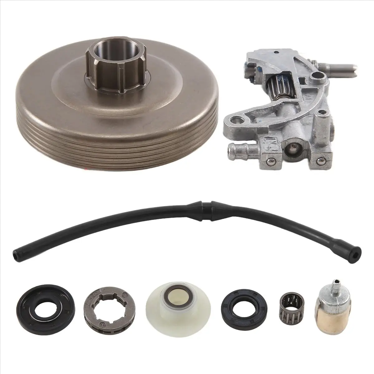 (PQWN) Clutch Sprocket Rim Drum Oil Pump Worm Gear for Chinese 4500 5200 5800 45Cc 5 Oil Seal Fuel Filter Line Chainsaw Part