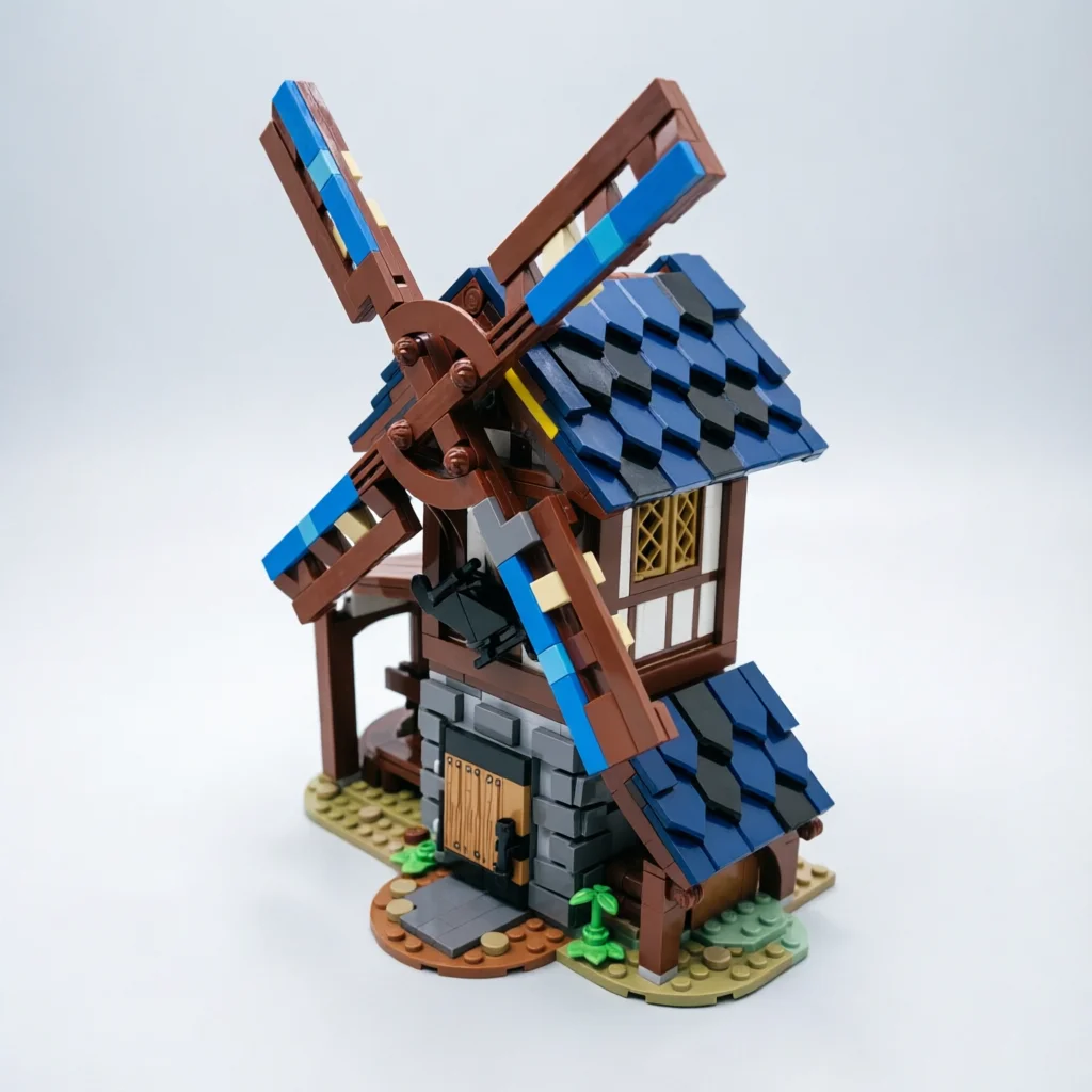 Medieval Windmill House Building Block Set,European Village Building Diorama Model,Birthday Toys Gifts
