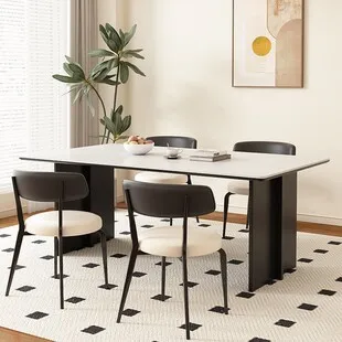 Rock slab dining table and chair combination household size apartment new rectangular dining table