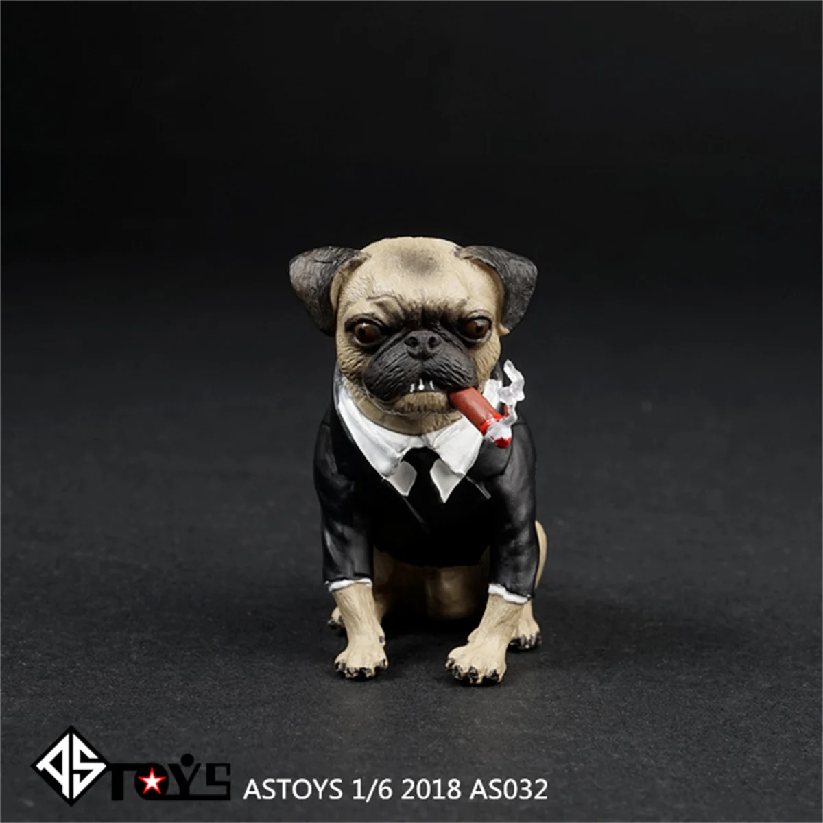 ASTOYS AS032 1/6 Scale  Pug Cigar Dog Pet Animal Figure Display DIY Scene Accessory For 12'' Action Figure Collection