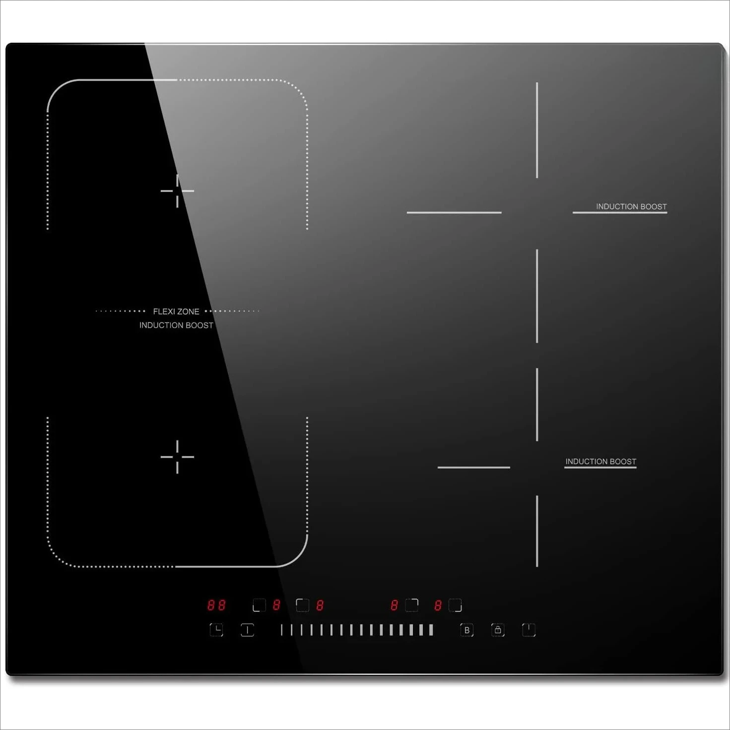Built-in 4-Burner Induction Cooktop, electric Induction Hob with Flexzone, Slider Control, Timer, Boost Function, 7200W